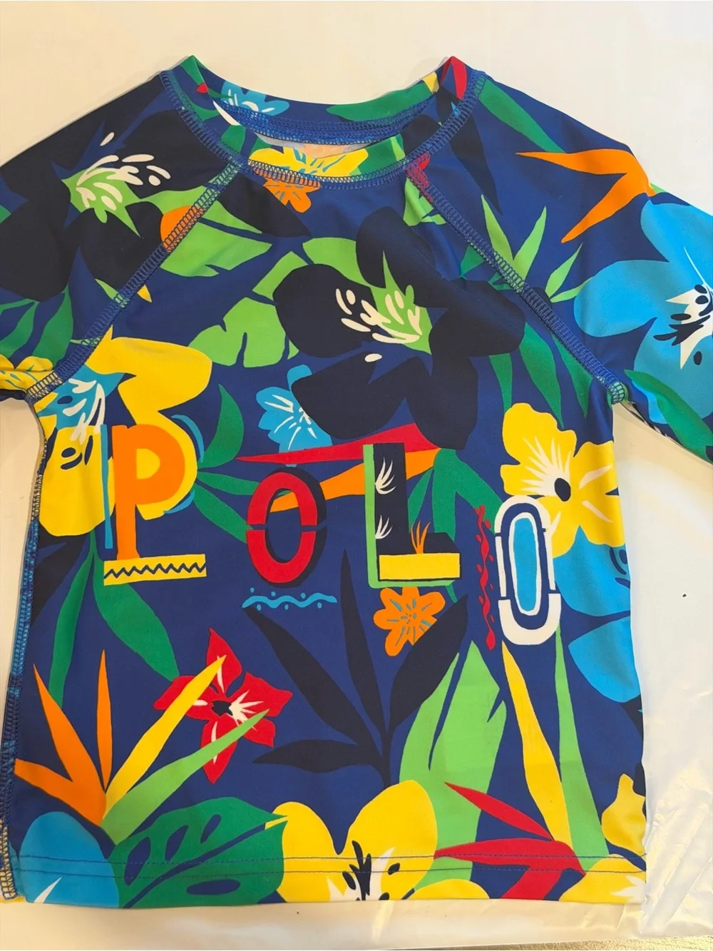 Ralph Lauren Multicolor Tropical Kids Swim Set with Long Sleeve Rash Guard